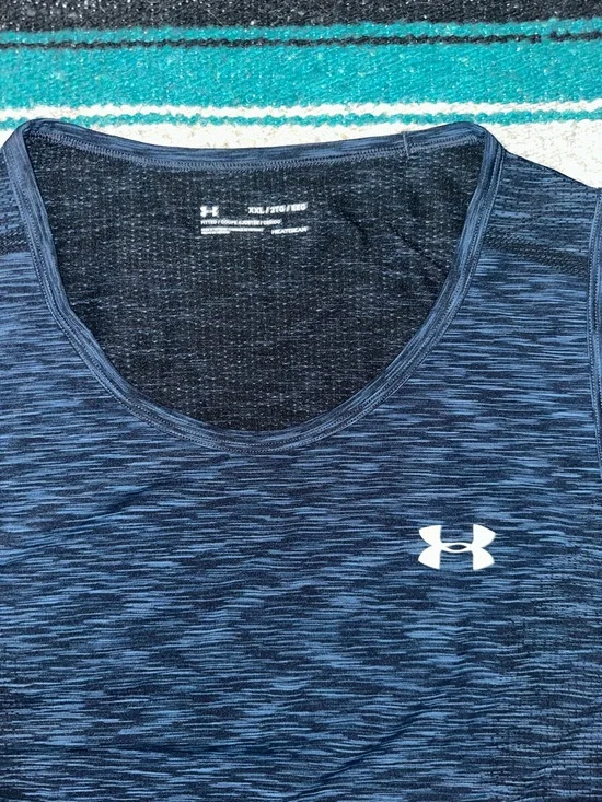 Under Armour Men's Fitted Stretchy Tank in Blue - Picture 2 of 5